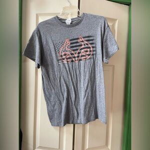 Realtree Gray Tee with Coral Logo
